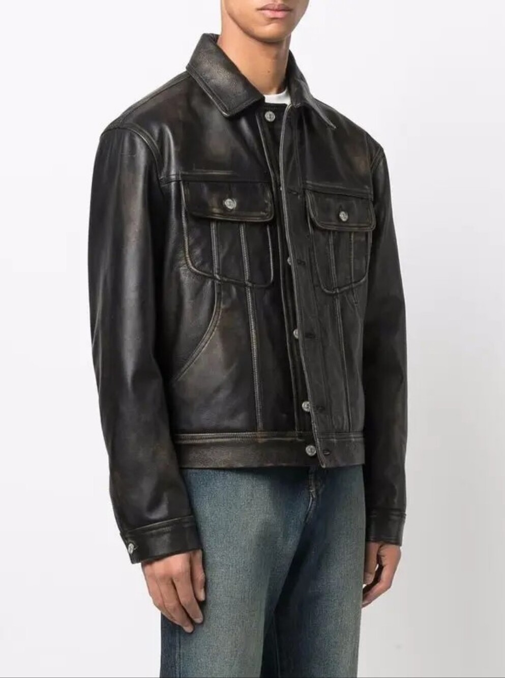 Diesel L-Riley distressed leather jacket size XL